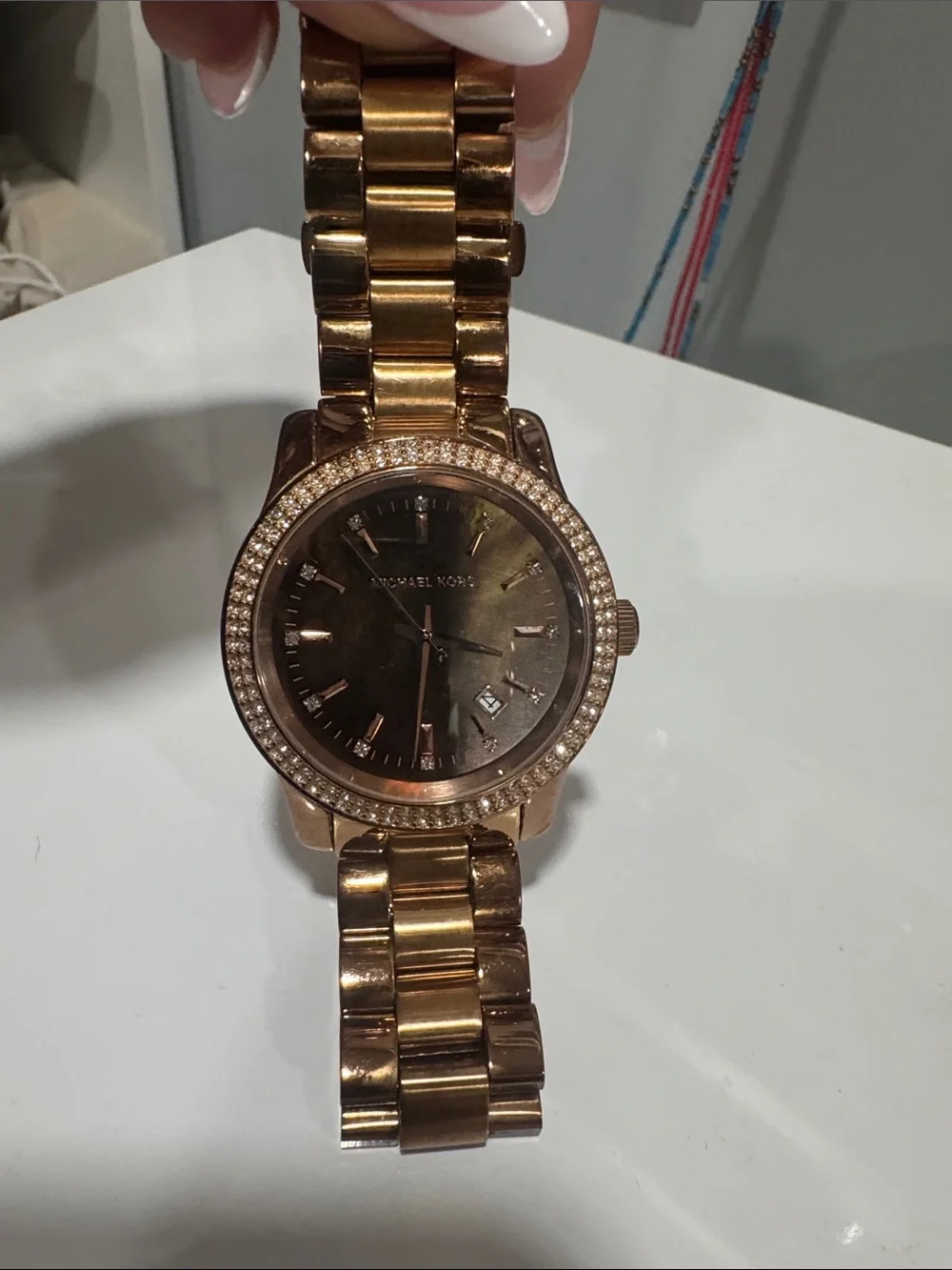 Michael Kors Rose Gold Crystal Bezel Women's Bracelet Watch